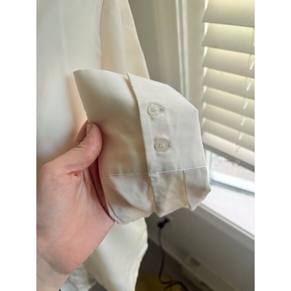Joie Silky Satin Button Up Blouse Womens XS Ivory White Professional Shirt - Picture 4 of 8
